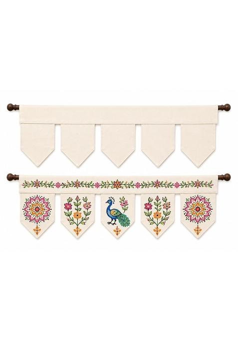 Meubels Beige DIY Paintable Canvas Toran with 7 Petals Plain Cotton Fabric Door Hanging for Mandala Painting