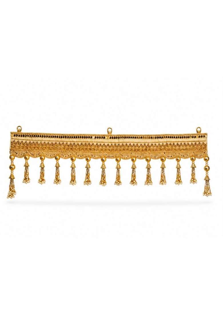 Luxury Golden Door Toran for Main Entrance Pearl Tassel Bandarwal Hanging for Diwali Decoration Wedding Pooja - Indya