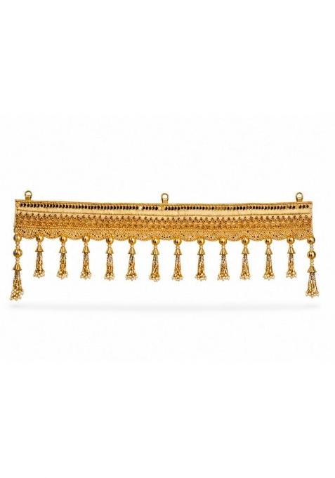 Luxury Golden Door Toran for Main Entrance Pearl Tassel Bandarwal Hanging for Diwali Decoration Wedding Pooja