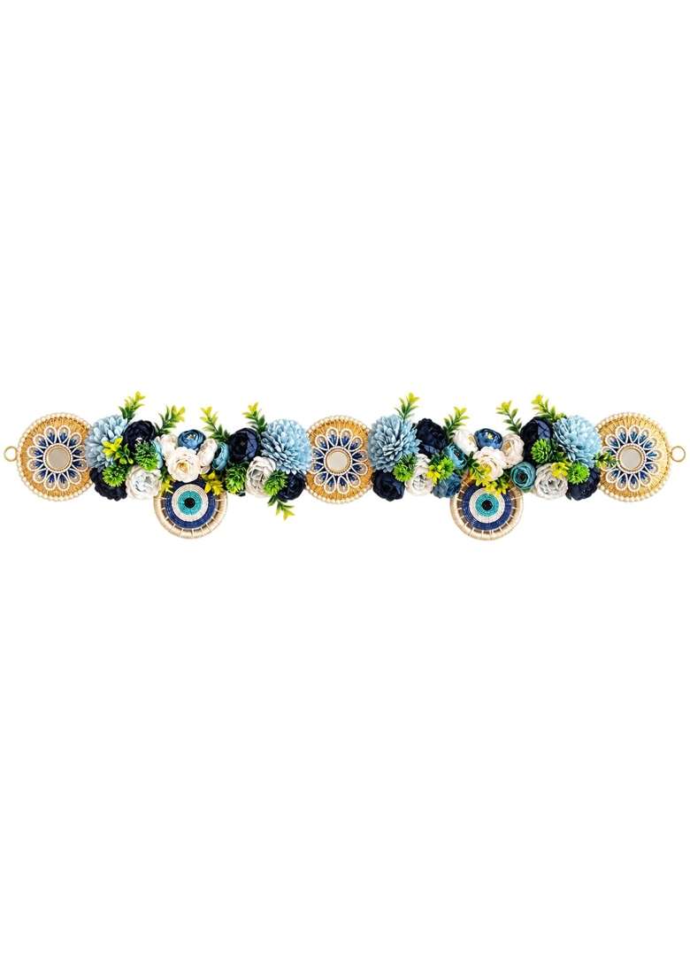 Craft Shop India Blue Evil Eye Floral Chakra Toran Bandhanwar for Door Entrance and Temple - Indya