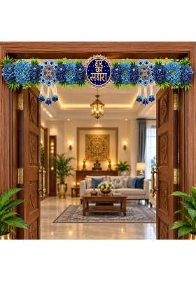 Adikala Blue Hare Ka Sahara Floral Toran Bandhanwar for Door Entrance and Temple