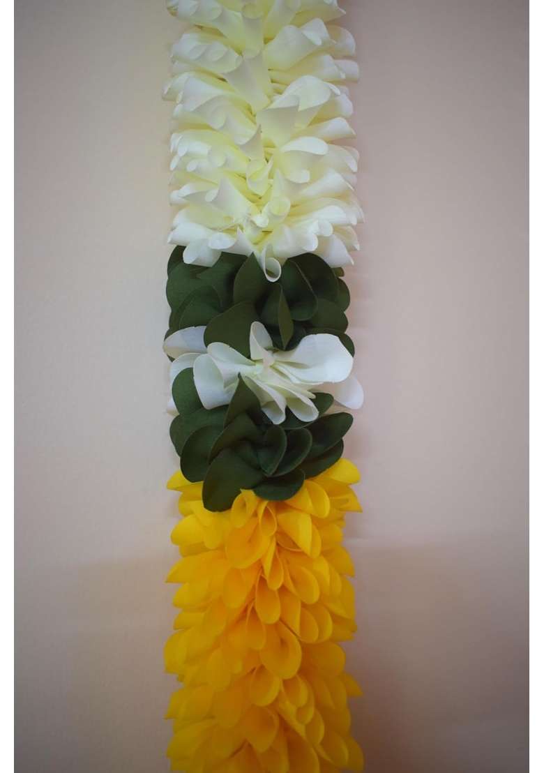 Multicolour SHRI Mataji Store Flowers Garlands Double Line Door Toran Set Door Hangings for Home Office - Indya
