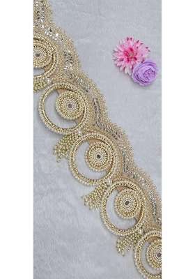 Anishop Gold Premium Handcrafted Geometric Pearl and Mirror Work Door Toran