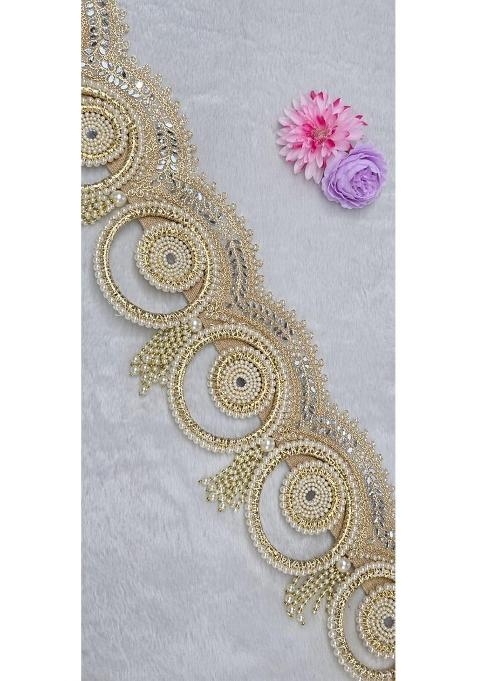 Anishop Gold Premium Handcrafted Geometric Pearl and Mirror Work Door Toran