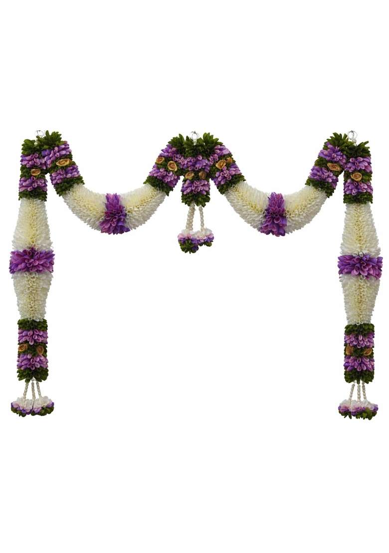 Amazon Brand UMI Purple and Cream Hanging Artificial Flower Toran for Main Door Entrance - Indya