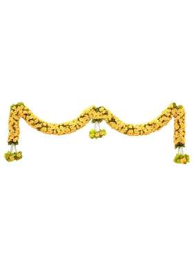 Tia Crafts Artificial Rose Door Garland Pink Flower Toran with Hangings Handmade Entrance Decoration Yellow
