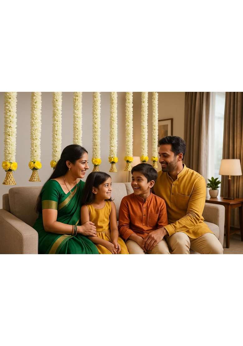 Tia Crafts Wall Hanging Festival Wedding Pooja 30 Inch 2 and Half Ft Yellow Set of 12 - Indya