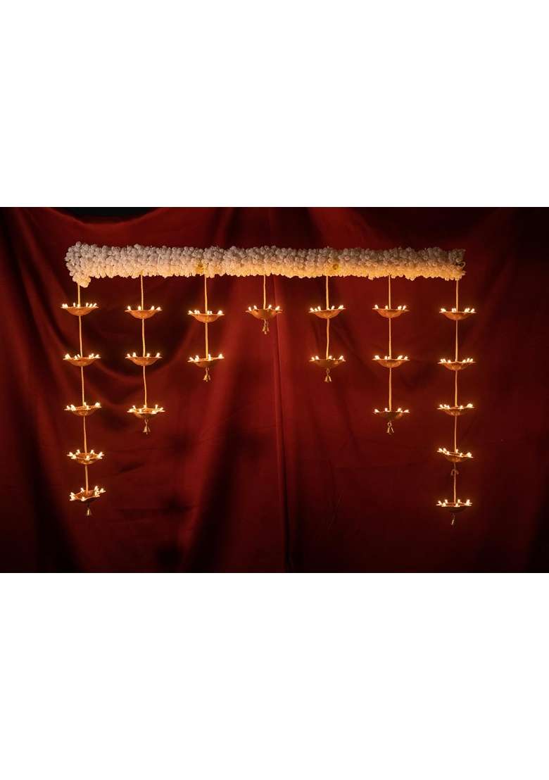 Brown Made in India Plastic Hanging Electric Toran with 21 Diyas - Indya