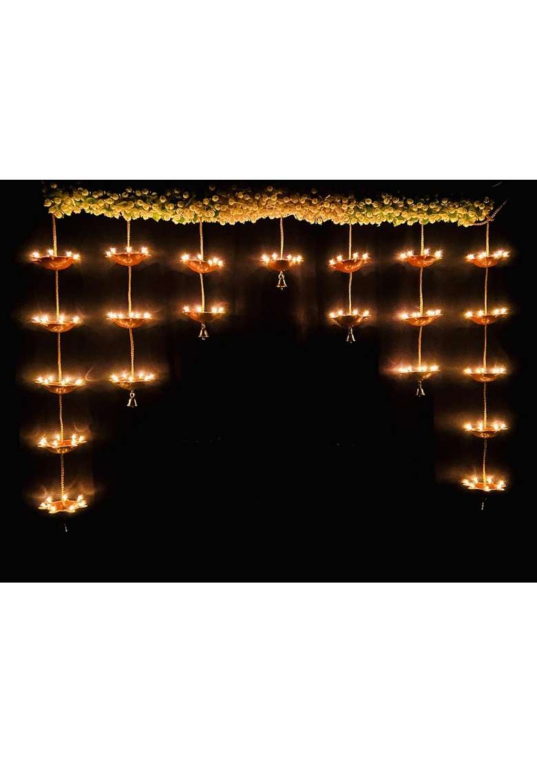 Brown Made in India Plastic Hanging Electric Toran with 21 Diyas - Indya