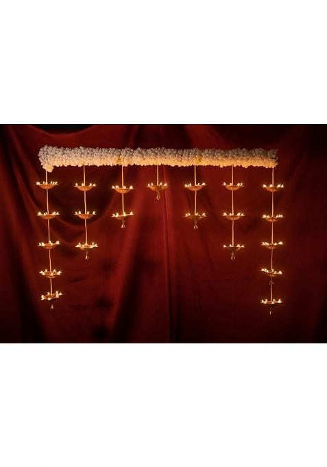 Brown Made in India Plastic Hanging Electric Toran with 21 Diyas