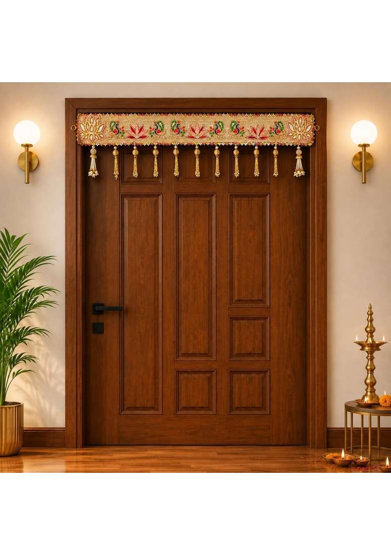 Craftvatika Multicolour Lotus Peacock Toran for Main Door Entrance - Indya