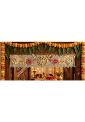 Handmade Door Toran with Shubh Labh and Bells 110x12 CM Shreenath JI 5