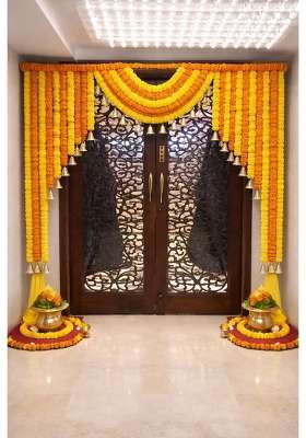Sellplus Artificial Marigold Genda Flower Beads Decorative Bandhanwar Traditional Door Hanging Toran Pack of 1