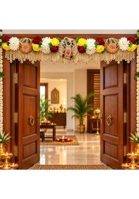 Craft Shop India Shreenathji Floral Lace Toran Bandhanwar for Door Entrance and Temple
