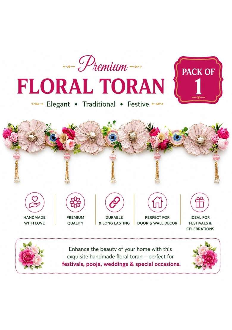 Craft Shop India Evil Eye Floral Toran Bandhanwar for Door Entrance and Temple - Indya