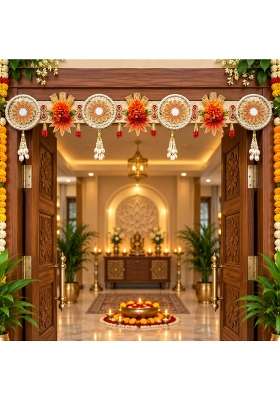 Adikala Orange Floral Chakra Toran Bandhanwar for Door Entrance
