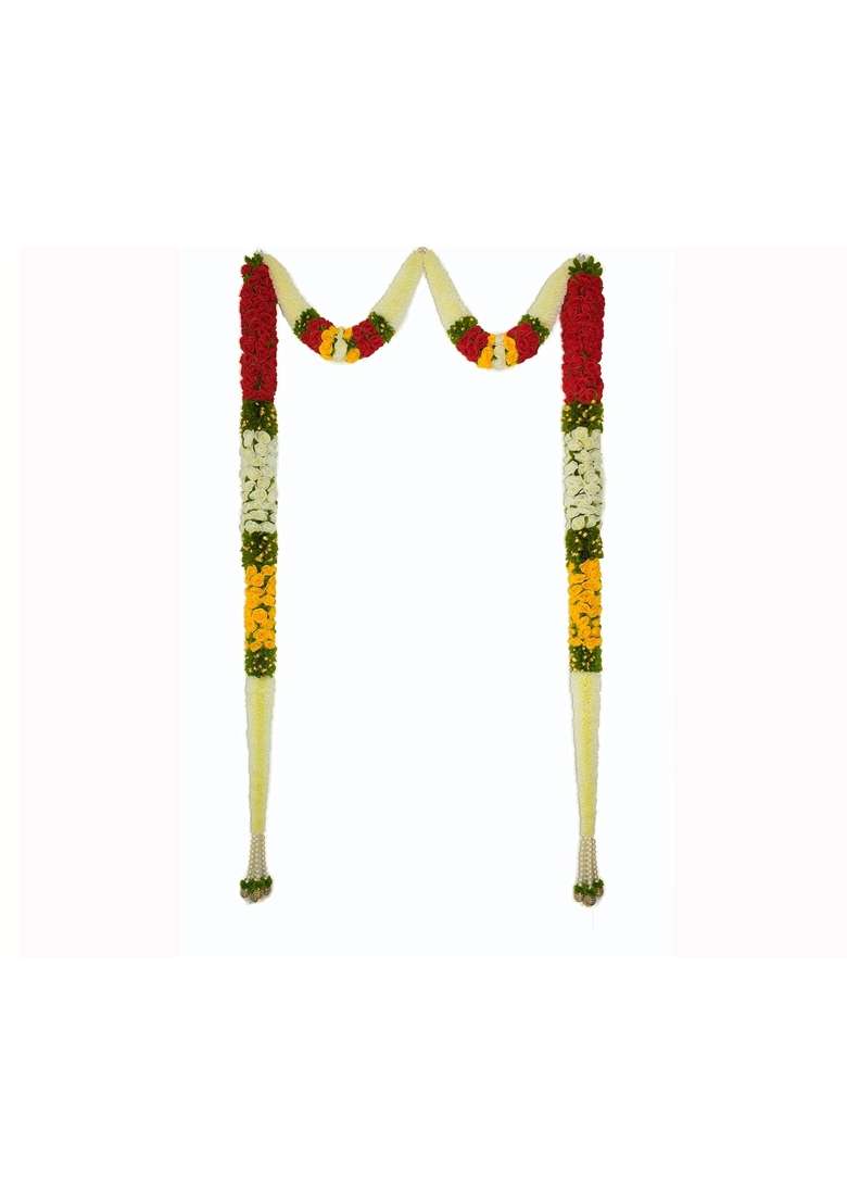Daedal Crafters Rajnigandha with Roses Full Length Door Set Hanging Toran for Main Door Entrance - Indya