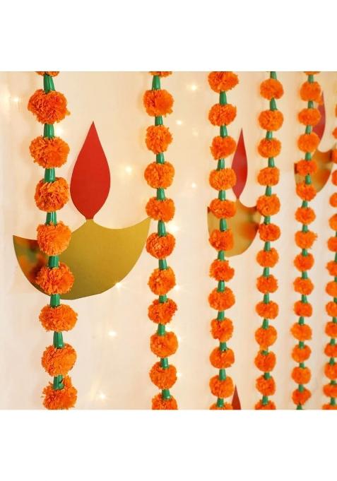 Red WIND Artificial Small Marigold Hanging Flower Strings Orange 6 Feet Each