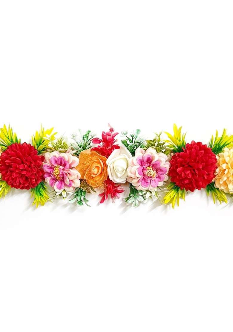 Craft Shop India Red Cream Multicolor Flower Toran for Main Door - Indya