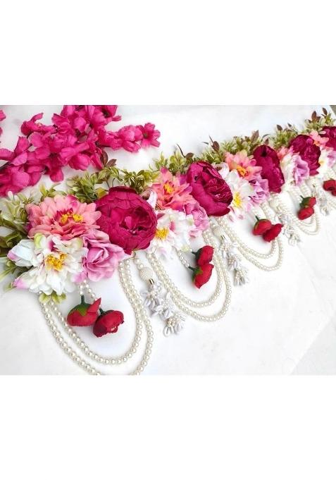 Anishop Premium Heavy Floral Door Toran for Main Gate Luxury Magenta Peony Bandarwal for Diwali Home Entrance