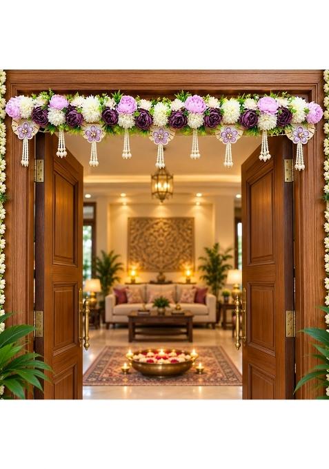 Craft Shop India Light Purple Floral Toran Bandhanwar for Door Entrance and Temple