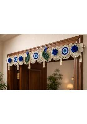Khillayox Handmade Evil Eye Peacock Door Toran Bandarwal for Main Entrance Festive Wall and Door Decor