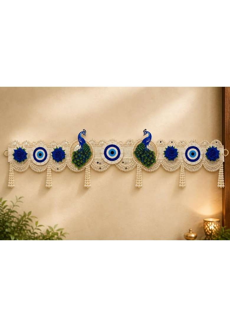 Khillayox Handmade Evil Eye Peacock Door Toran Bandarwal for Main Entrance Festive Wall and Door Decor - Indya