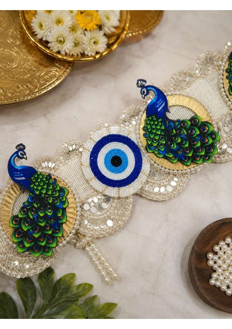 Khillayox Handmade Evil Eye Peacock Door Toran Bandarwal for Main Entrance Festive Wall and Door Decor - Indya