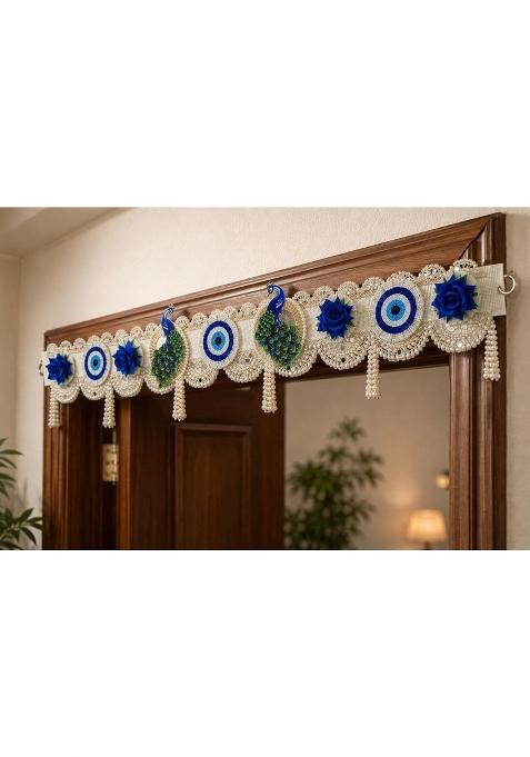Khillayox Handmade Evil Eye Peacock Door Toran Bandarwal for Main Entrance Festive Wall and Door Decor