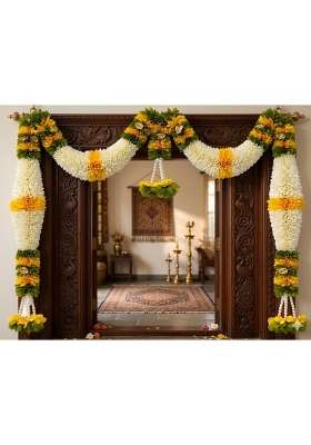 Daedal Crafters Yellow and Green Hanging Artificial Flower Toran for Main Door Entrance