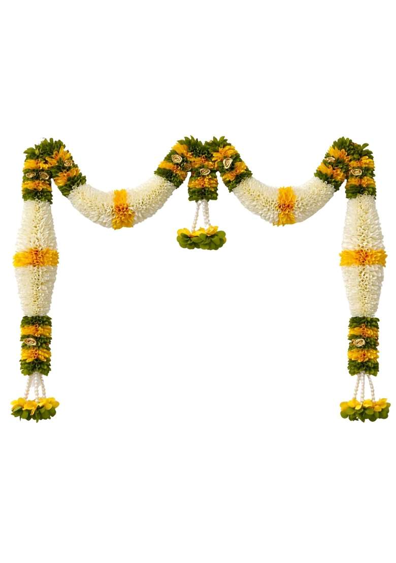 Daedal Crafters Yellow and Green Hanging Artificial Flower Toran for Main Door Entrance - Indya