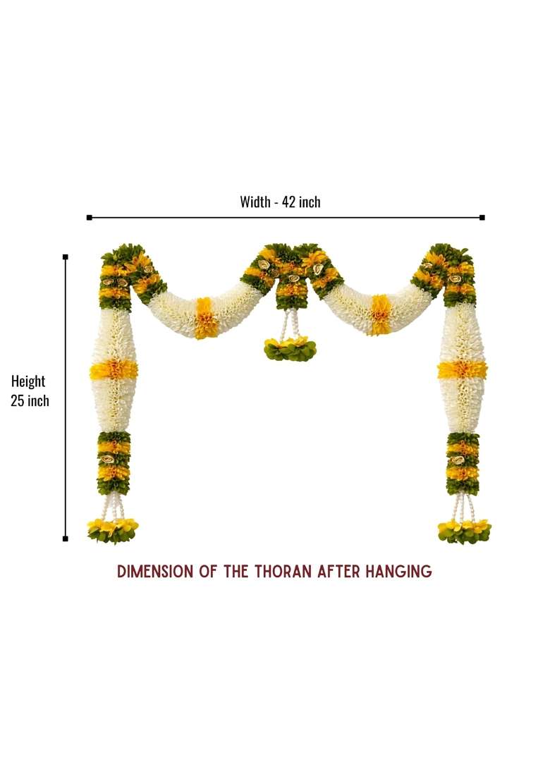 Daedal Crafters Yellow and Green Hanging Artificial Flower Toran for Main Door Entrance - Indya