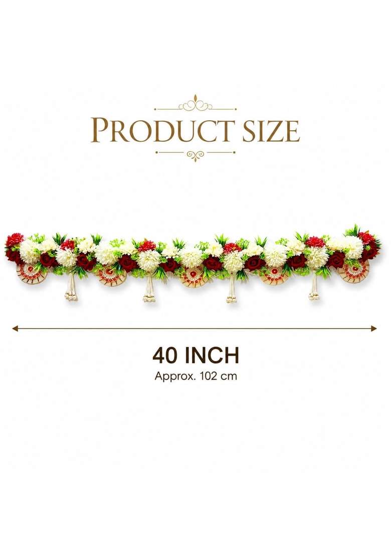 Craft Shop India Flower Toran for Main Door and Mandir 40 Inch Decorative Floral Bandhanwar with Beaded - Indya