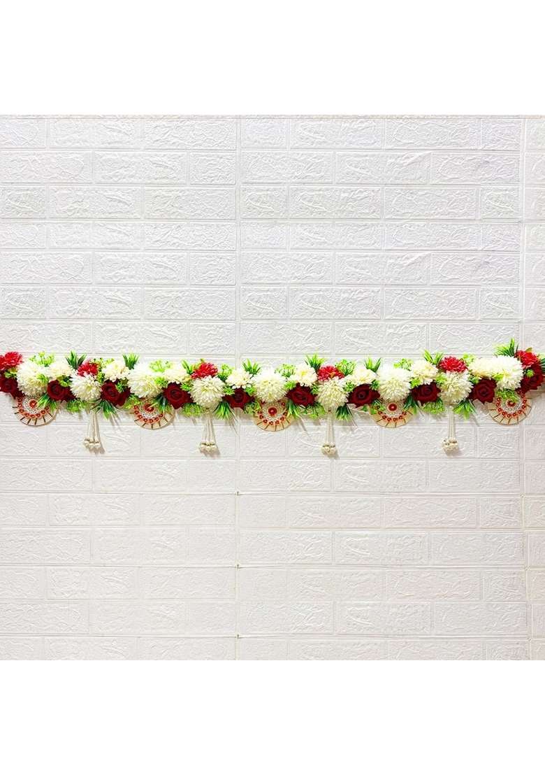 Craft Shop India Flower Toran for Main Door and Mandir 40 Inch Decorative Floral Bandhanwar with Beaded - Indya