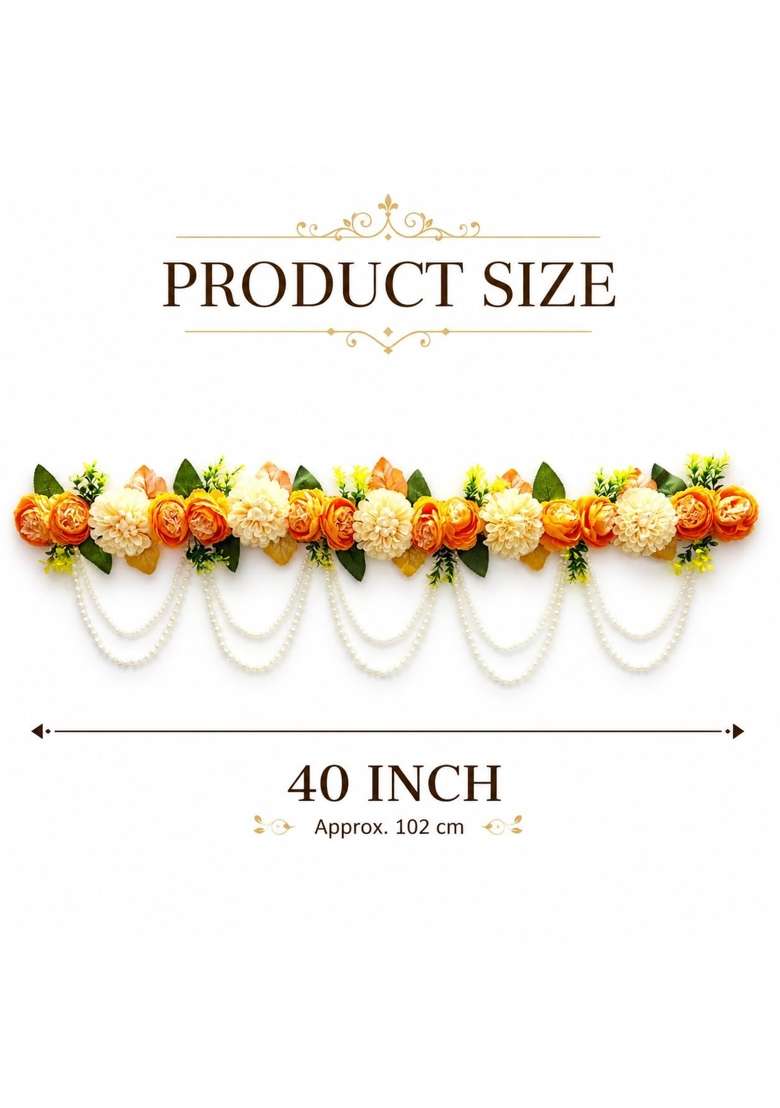 Craft Shop India Orange Flower Toran for Main Door and Mandir - Indya