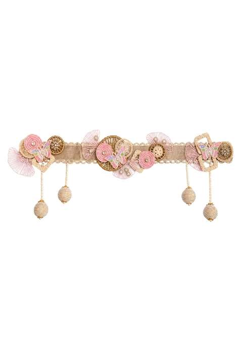 Saffron Shelf Pink and Gold Butterfly Toran Bandarwal for Home Door Office and Wall Decoration Pack of 1