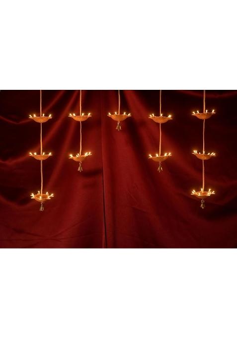Brown Electric Door Plastic Toran with 11 Diyas Having 7 Neon Bulb Each