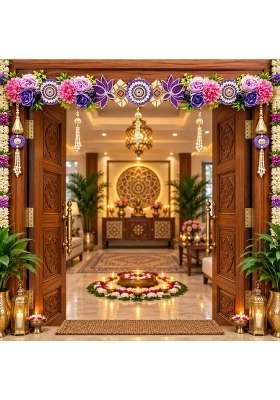 Adikala Purple Floral Lotus Toran Bandhanwar for Door Entrance and Temple