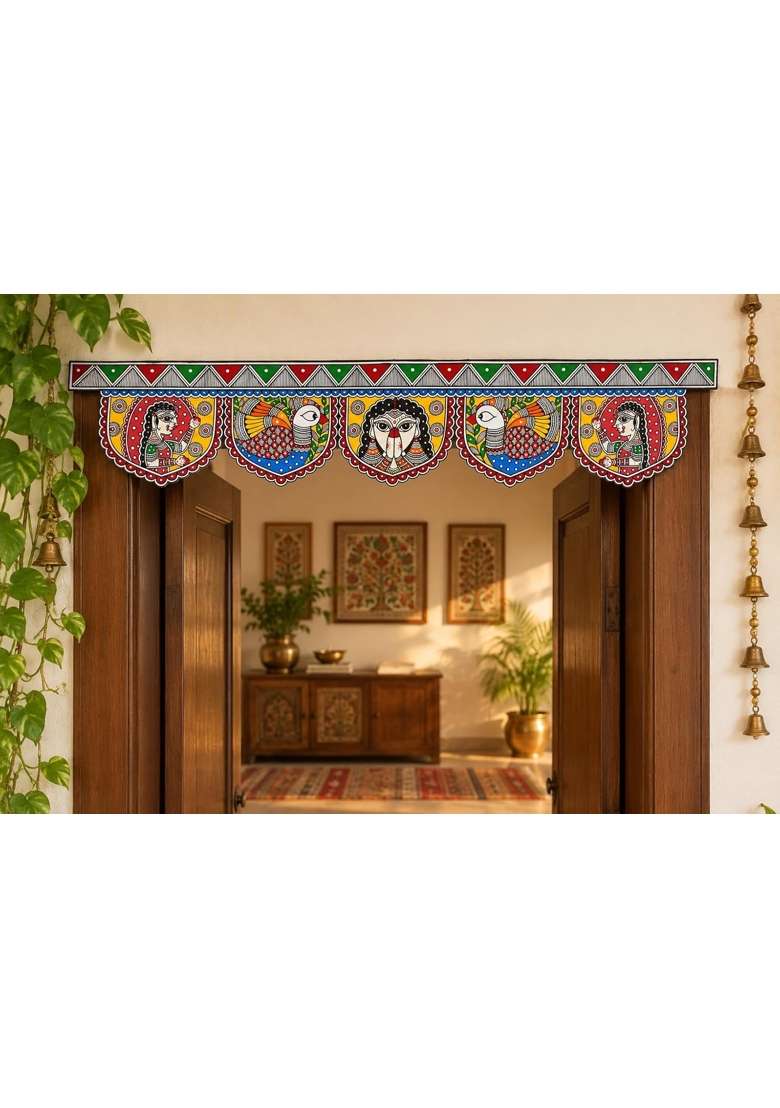 Iryaa Homes Multicolour Handmade Madhubani Art Toran Traditional Indian Door Hanging - Indya