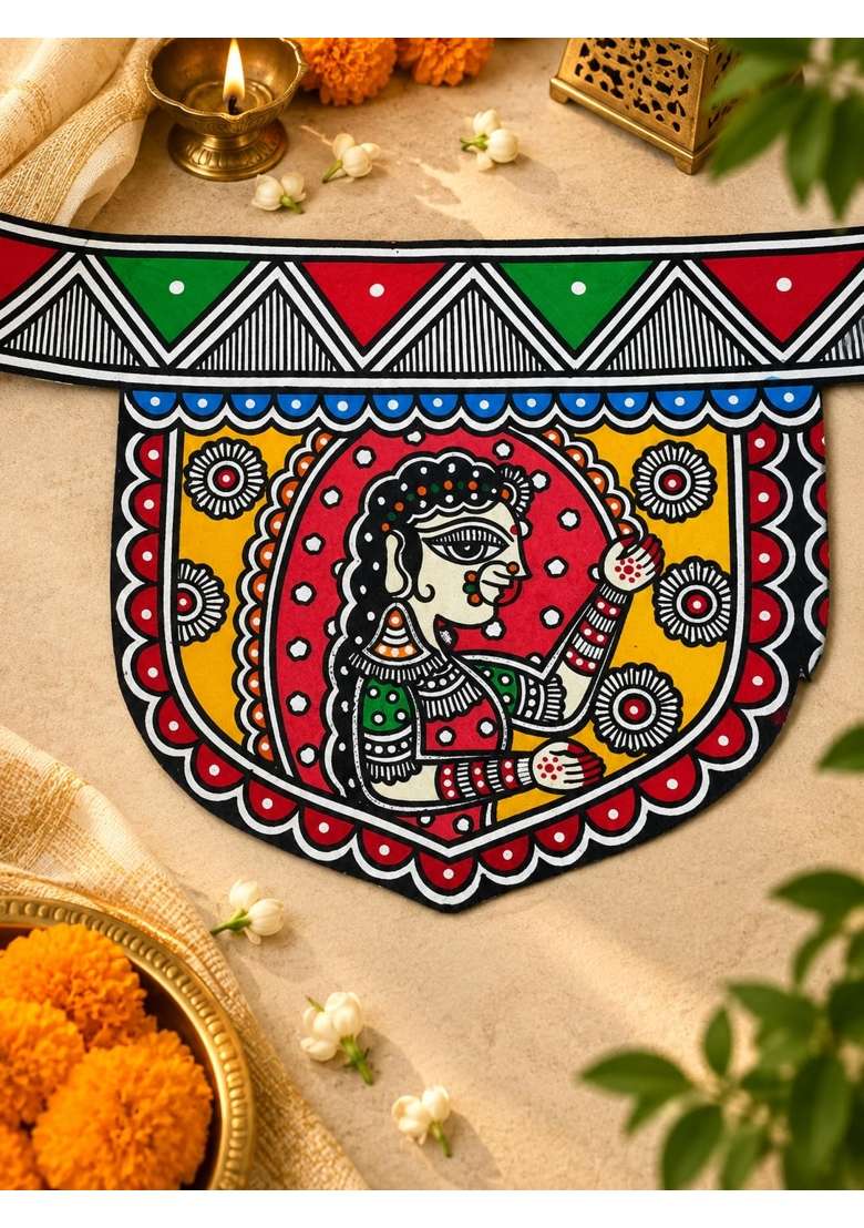 Iryaa Homes Multicolour Handmade Madhubani Art Toran Traditional Indian Door Hanging - Indya