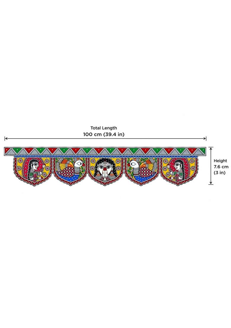 Iryaa Homes Multicolour Handmade Madhubani Art Toran Traditional Indian Door Hanging - Indya