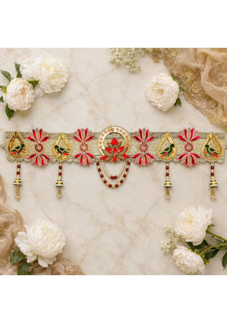 Reptum Decor Multicolour Handcrafted Lotus and Parrot Designer Toran Bandhanwar for Main Door Entrance - Indya