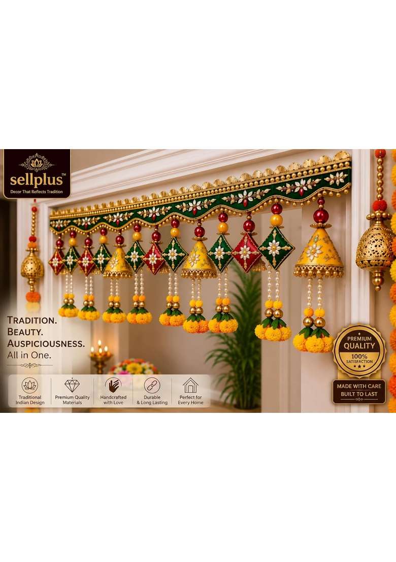 Sellplus Handmade Bandhanwar Toran Decorative Festive Bandhanwar Toran Door Hanging for Diwali Pack of 1 - Indya