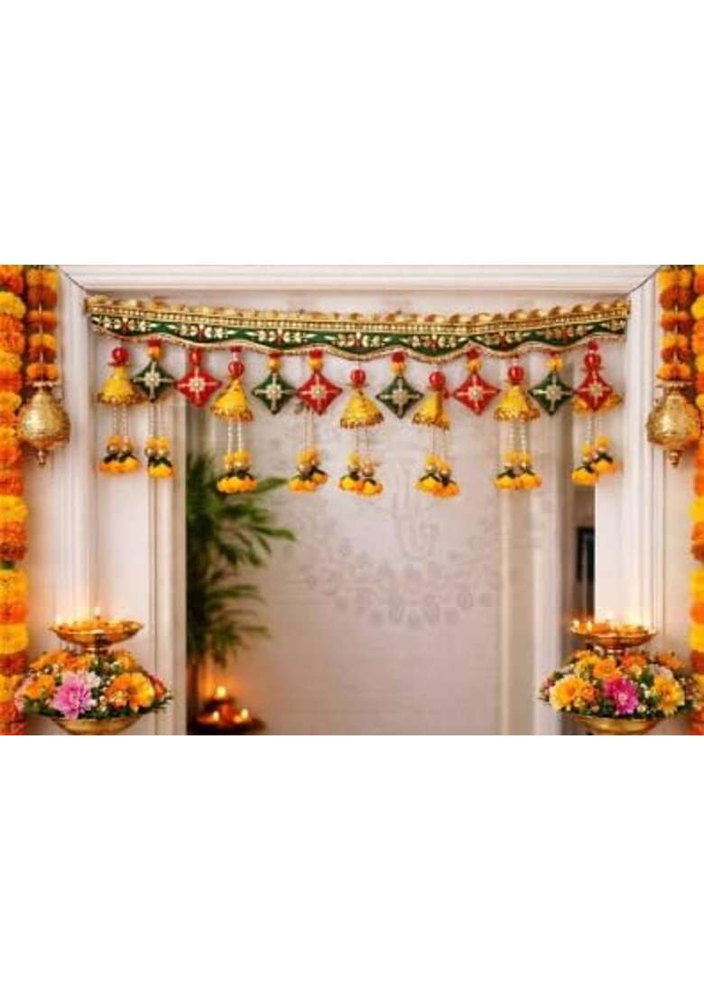 Sellplus Handmade Bandhanwar Toran Decorative Festive Bandhanwar Toran Door Hanging for Diwali Pack of 1 - Indya