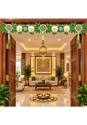 Adikala Green Lotus Floral Toran Bandhanwar for Door Entrance and Temple