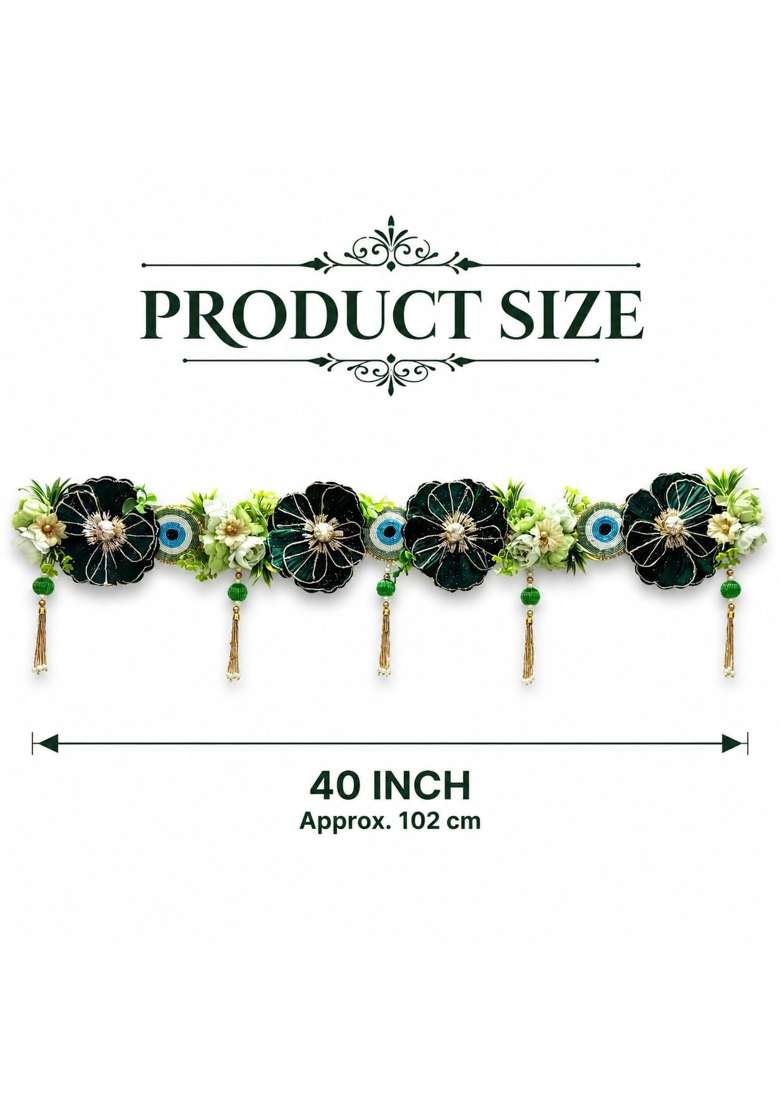 Adikala Green Evil Eye Floral Toran Bandhanwar for Door Entrance and Temple - Indya