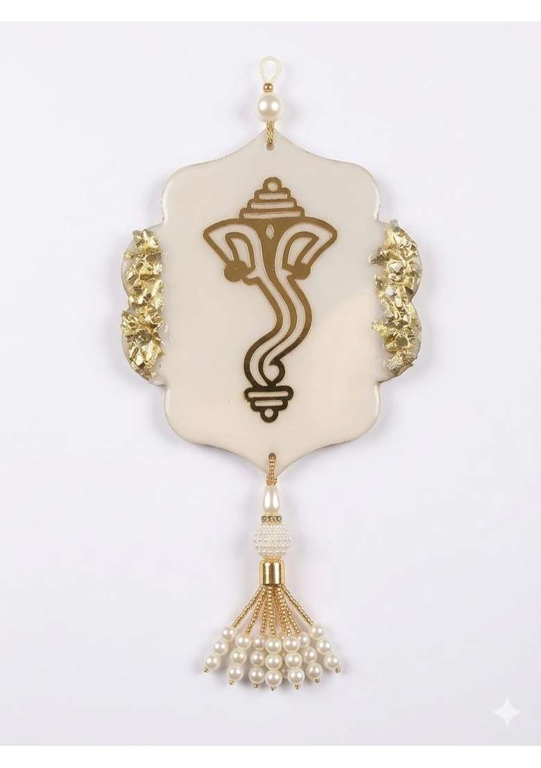 Shubh Labh Toran Door Hanging with Om Swastik Ganesha - Indya