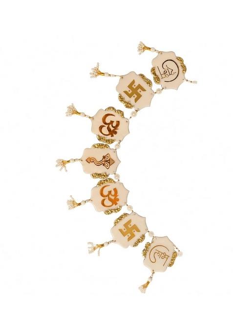 Shubh Labh Toran Door Hanging with Om Swastik Ganesha