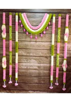 Dry Garland World Backdrop Decoration Wall Hangings Set for Main Door Entrance Pooja Room Wedding Housewarming