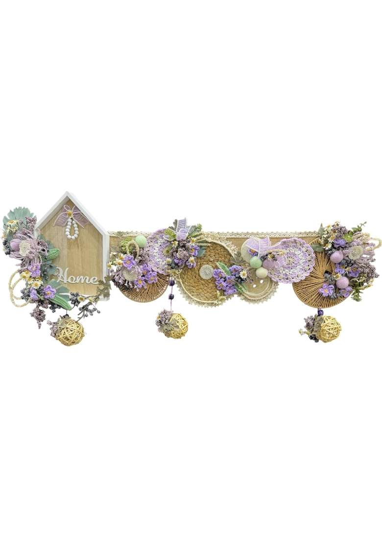 Bankim Multicolor Large Decorative Door Toran Bandhanwar with Fabric Flowers Jute Yarn and Engineered Wood - Indya